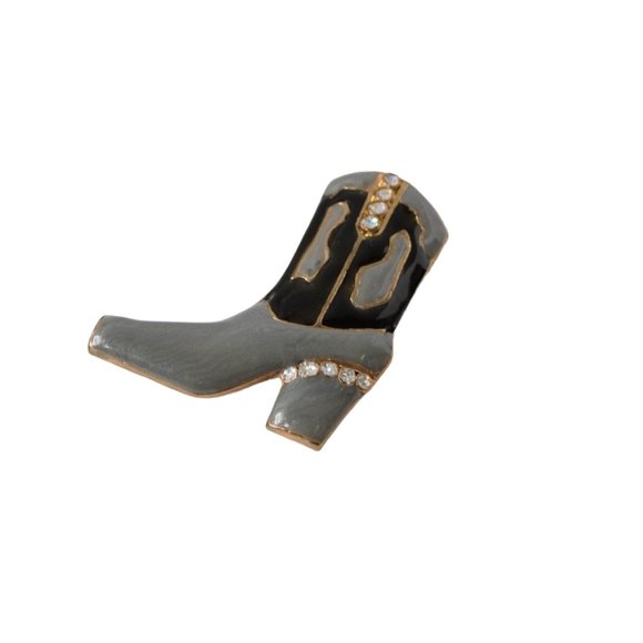 Whimsical Pin Set of 2 Brooches Western Cowboy Boots and Hat Pin Set Vintage Cos - Picture 2 of 6